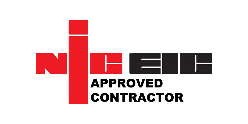 NIC EIC Approved Contractor logo in red and black text on a white background.